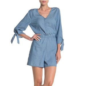 Susina V-Neck Chambray Romper